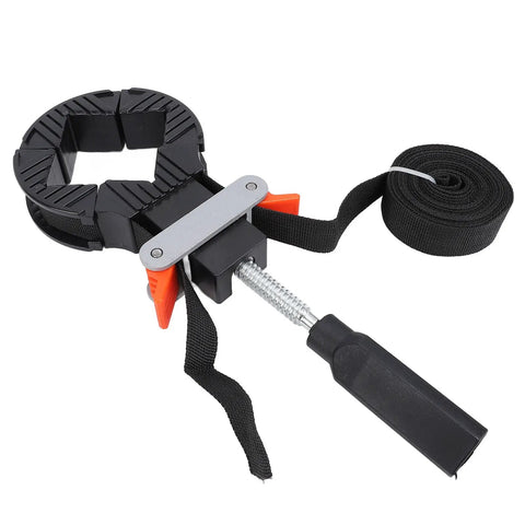 Kickass Picture Frame Clamp With Thirty Two Foot Nylon Strap And Quick Tension Woodworking Band For DIY Assembly Cabinet Making and Big Table Corner Jig feature close up with strong nylon strap.