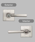 Spyglass Entry Door Handle Reversible Lever With Keyed Lock And SmartKey Rekey Technology Microban Protection Satin Nickel Finish