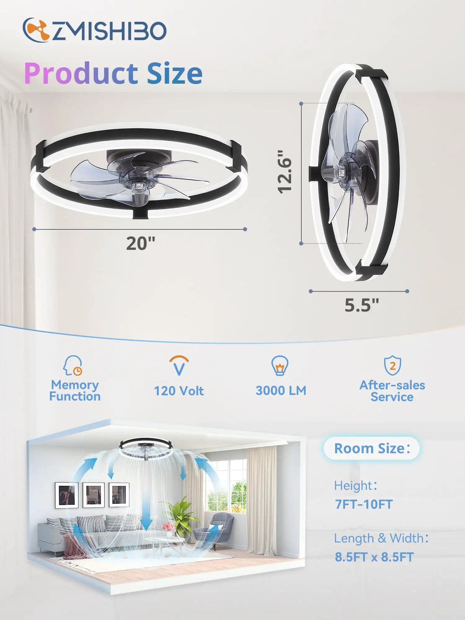 20 Inch Low Profile Ceiling Fan With Lights And Remote ✓