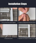 Installation steps for Tough As Nails Weatherproof EV Charger Cover with steel panels and waterproof film assembly.