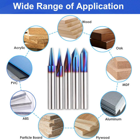 Top Shelf 5 Piece Cnc Router Bits Set For Wood Carving Uses Slick Quarter Inch Shank, heavy duty tools for wood, acrylic, and more.