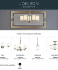 Display of Joelson Collection with spotlight on Sleek 3 Light Vanity Light With Satin Etched Opal Glass And Clear Glass Accents.