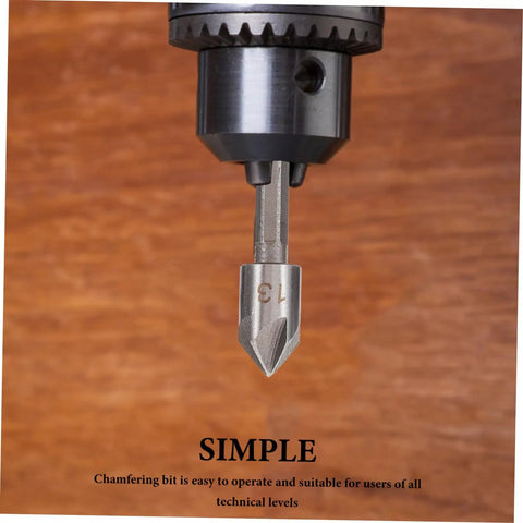 Close-up of chamfering bit from 5 Piece Countersink Drill Bit Set For Woodworking And Metal Fabrication With Pro Grade Precision Chamfering Tools Versatile Deburring Kit For Carpentry Projects And Metalworking Tasks