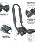 Heavy Duty Extending Steel Truck Bed Ladder Rack With Dual Kayak J Cradles And No Drill Z Clamps detailed showing high-quality steel and foam padding.