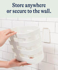 Bathtime Storage Bin For Baby Essentials Non Toxic Plastic Organizer With Removable Drying Bin Wall Mount Easy Cleanup Woven Look