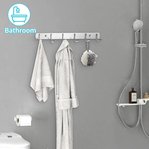 Stainless Steel Wall Mount Coat Rack 2 Pack With 6 Hooks Each, Sturdy As Heck Built To Last, Wall Hooks For Coats, Towels in Bathroom