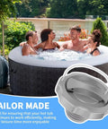 People enjoying inflatable hot tub with One Way Air Valve Cap for Inflatable Spas and Hot Tubs, Durable ABS Replacement visible