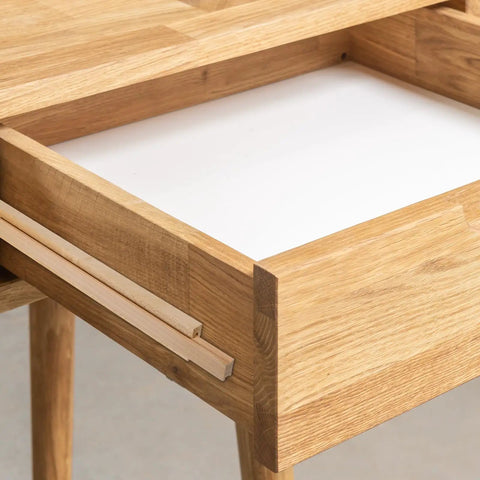 Four Pack Heavy Duty Wooden Bottom Mount Drawer Slides 16 Inch Classic Center Guide Track visible in wooden drawer.