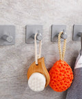 Heavy Duty White Bathroom Wall Hooks Set Featuring A No Fuss Towel Rack Sturdy Toilet Paper Holder And Slick Coat Hanger For Effortless Multipurpose Home Organization with sponges.
