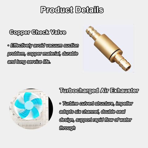 Copper check valve and turbocharged air exhauster for Heavy Duty Water Circulating Vacuum Pump With 15L Tank And 90L Flow Rate.