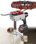 Jiminhuixin Automatic Electric Wire Feeder Cordless Wire Pulling Tool For Electric Wall Wiring Machine, showing battery and wire in use.