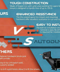 Comparison graphic of Trail Ready Spare Tire Carrier Mount Bracket features versus others, showcasing durability and installation ease.