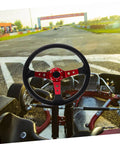 Crimson Dope 14 Inch PU Drifting Steering Wheel With Horn Button Universal Fit For Car Golf Cart And Racing Simulators