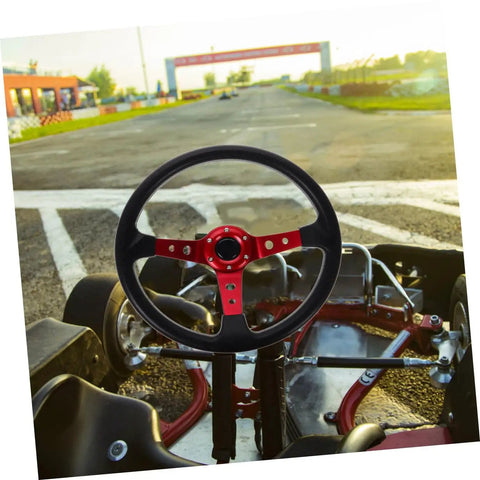 Crimson Dope 14 Inch PU Drifting Steering Wheel With Horn Button Universal Fit For Car Golf Cart And Racing Simulators