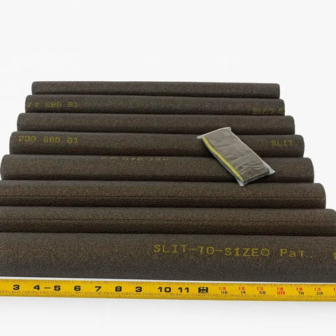 Adjustable Size Tubular Pipe Insulation Slit-To-Size 8 Sticks 18 Inch for hot and cold piping, ruler for scale