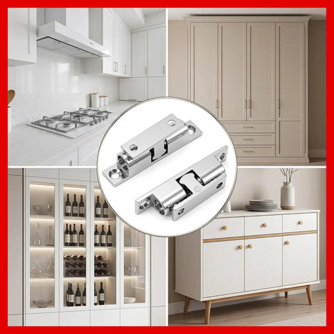 Heavy Duty 12 Pcs Closet Ball Tension Latch Set With Screws Adjustable Double Roller Catch For Cabinet Cupboard Wardrobe Door Hardware Zinc Alloy Silver Fits Home And Office displayed in modern kitchen and living room settings.
