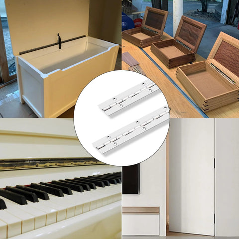 2 Pack 12 Inch Piano Hinge 1 Inch Wide Continuous Stainless Steel 304 Heavy Duty Hinge installed on cabinets and boxes