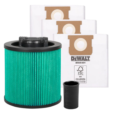 Shop Vac HEPA Replacement Cartridge And Bag Kit With Three Fine Dust Bags And Power Tool Adaptor For Wet And Dry Vacuum Cleanups