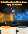 Portable Indoor Space Heater With Infrared Sensor And Fireplace Flame Effect Fast Heating From PTC Ceramic 4 Modes Eco