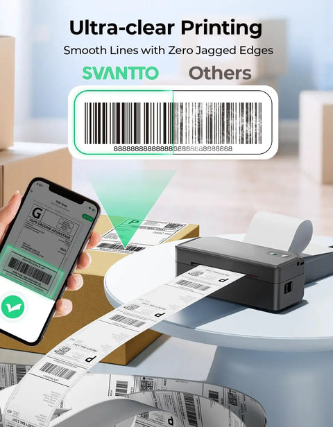Bluetooth Thermal Label Printer For 4x6 Shipping Labels With Dual USB And Bluetooth Connectivity Compatible With iOS Android Windows Mac