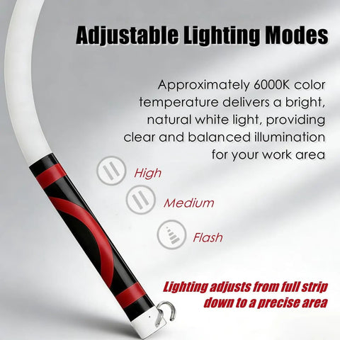 30 Inch Bendable LED Flashlight Stick With Rechargeable Battery High Lumen Mechanic Light In 3 Modes, close-up of adjustable settings