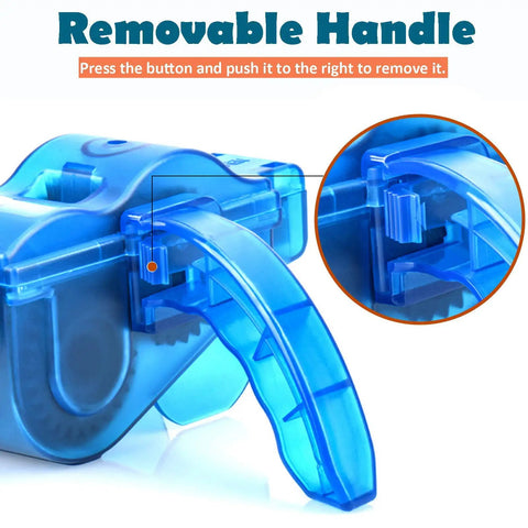 All In One Bike Chain Cleaner Kit with removable handle feature highlighted