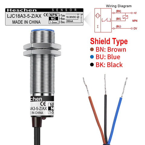 Capacitive Proximity Sensor Shielded Type LJC18A3-5-Z/AX, 5mm Detection, 18mm Mounting Hole, 10-30V DC, NPN Normally Closed