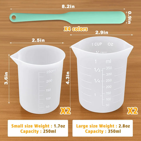 Go To Silicone Chocolate Melting Cup Set With 4 Measuring Cups 250ml And 350ml And 4 Heat Resistant Jar Spatulas Non Stick Baking Tools