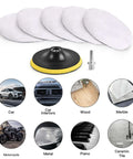 7 Pcs Pro Grade Wool Buffing Pads For Car Polisher, 3 Inch 80 mm Soft Wool Polishing Pads With M10 Drill Adapter in set