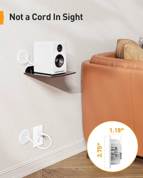 Living room setup with wall-mounted speaker using TV Cord Hider For Wall Mounted TV And Speakers, In Wall Cable Management Kit