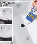 Ceramic Super Glue For Porcelain And Tile Repair Waterproof Instant Bond Adhesive applied to cracked basin