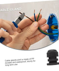 Hands installing wires with 100 Piece Cable Connectors And Glands Kit Made From PP Material For DIY Friendly Setup Waterproof Wire Glands