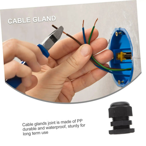 Hands installing wires with 100 Piece Cable Connectors And Glands Kit Made From PP Material For DIY Friendly Setup Waterproof Wire Glands