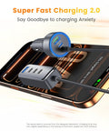 Super Fast 127.5W Usb C Car Charger With Six Powerful Ports For Blazing Quick Device Power Ups And Seamless Travel Vibes On Your Favorite Whip For Weekend Getaways And Daily Commutes charging a smartphone with a USB-C cable.