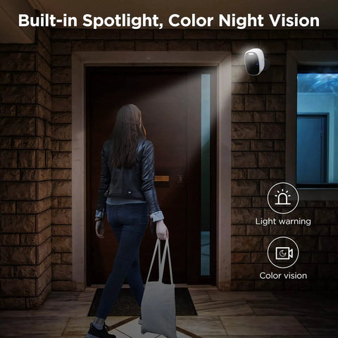 Wireless Outdoor Security Camera 2.5K Ultra HD, 4MP Color Night Vision, Battery Powered With Spotlight, Two Way Talk, IP Weatherproof, AI Motion Detection And Quick Setup For Home Surveillance