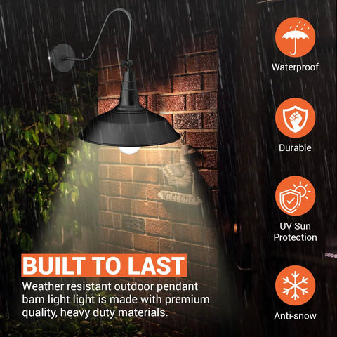 Dope Solar Powered Outdoor Pendant Barn Lights For Farmhouse Porch And Patio Waterproof Gooseneck Lamp in rain