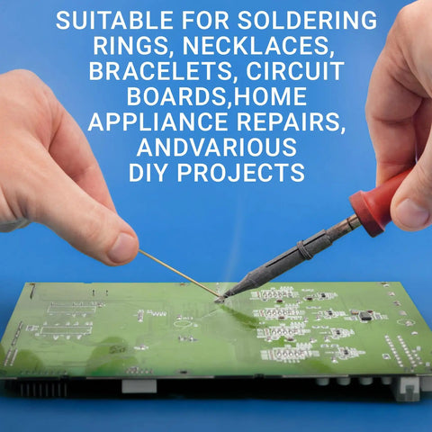 Close-up of hand soldering with Dead Simple 0.04 Inch Silver Solder Wire For Smooth Jewelry Crafting And No Sweat Home Repairs.
