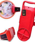 Ultra Compact Portable Washing Machine Crafted For Standard Five Gallon Bucket Plus Smart Digital Timer, red color with display and handle.