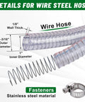 3.3 Foot Steel Wire Suction Hose With 1 Inch Inner Diameter And 1.25 Inch Outer Diameter with steel wire and clamps