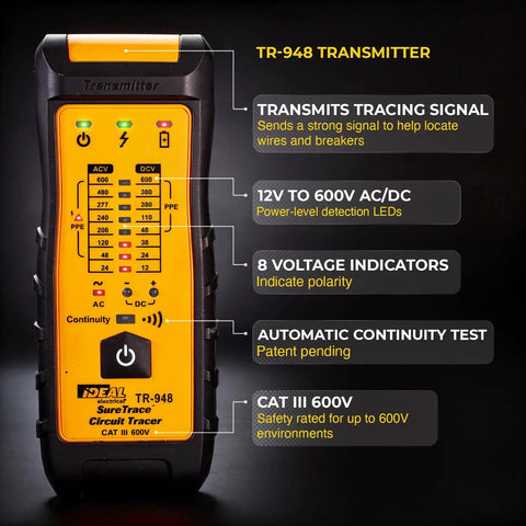 Lightweight Circuit Tracer And Breaker Finder Tool Nailing Down Dead Shorts Up To Six Hundred Volts Etl Certified tool with LED indicators.
