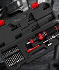 Torque Screwdriver Set, 24-Piece, Pro-Grade With 10 To 70 Inch-Pounds Range, in black case showing bits, adapter, T-bar handle