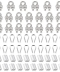 Beefy 60 Piece M6 One Quarter Inch Wire Rope Accessory Kit With 20 Stainless Steel Cable Clamps 20 Thimbles And 20 Aluminum Crimp Sleeves