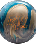 Unisex Pearl Reactive Bowling Ball With Raw Core, Blue Silver White Finish, 15 Pound, Durable Adult Bowling Ball For Men And Women, High Performance Gear For All Skill Levels featuring RAW logo.