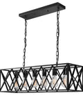 6 Light Chandelier For Dining Room And Kitchen Island Pendant Light In Black Rustic Industrial Style With Adjustable Height And E26 Socket Base Dope Farmhouse Hanging Lighting featuring black metal frame and chain.