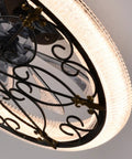 Arranmorelighting Caged Ceiling Fan with Lights Remote Control (#3) close-up of rustic metal chandelier with glass light.