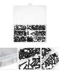 Tough As Nails Carbon Steel Black Pan Head Phillips Self Tapping Screws With Pad Washer Kit M3.0 To M4.8 in a plastic organizer box