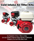 Cold intake air filter kit for Predator 212cc and 196cc engines with improved airflow components and tools