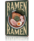 Funny Vintage Ramen Bowl Metal Sign 8x12 Inch Wall Decor showcasing a classic ramen bowl illustration with retro vibe.