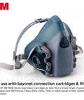Reusable Respirator Half Facepiece 7501 NIOSH Approved with bayonet connections displayed from a side angle for chemical handling
