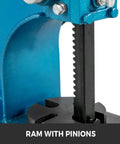 Close-up of steel ram with pinions on 1 Ton Manual Arbor Press For Home Workshop, Beefy Heavy Duty Desktop Cast Iron Arbor Press